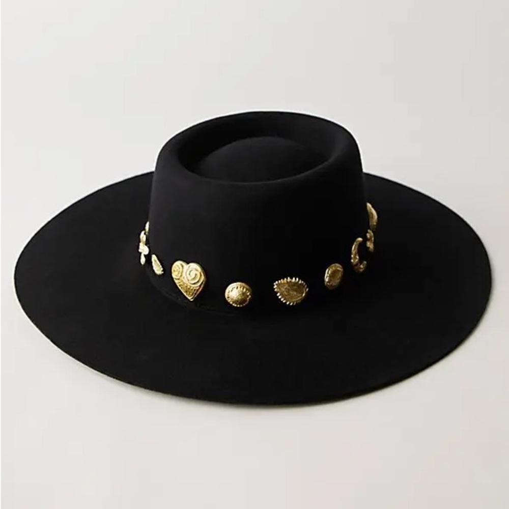 Lack of Color Cosmic Heart Boater Hat Black Small NWT Celestial Festival Boho - Picture 3 of 10